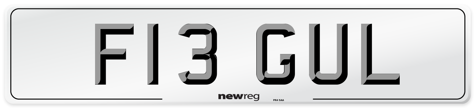 F13 GUL Number Plate from New Reg